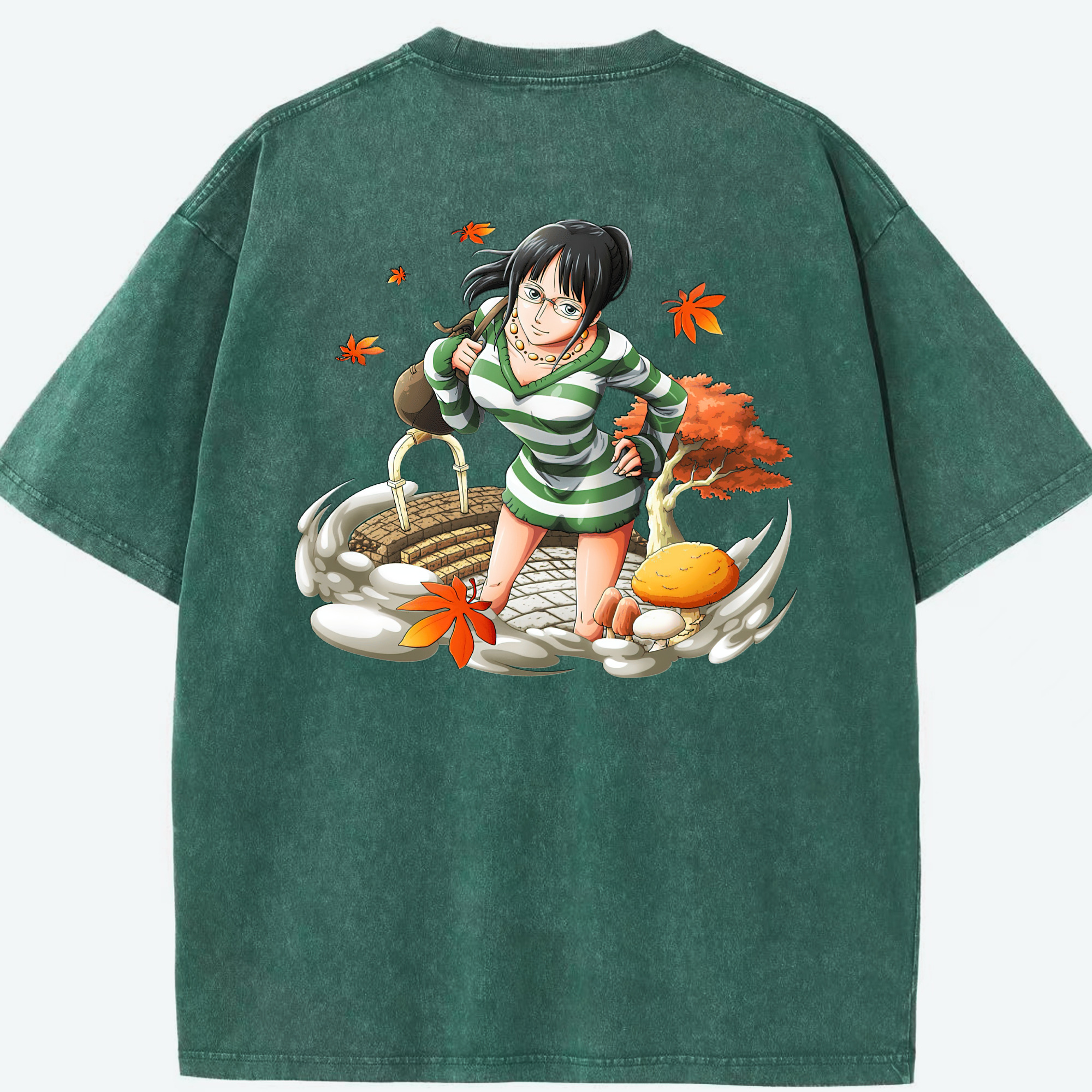 ワンピース ニコ・ロビン ONE PIECE Nico Robin 綿100% ヴィンテージ風 半袖Tシャツ（背面プリント）